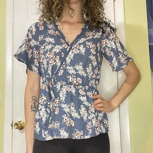 Blue Floral Blouse